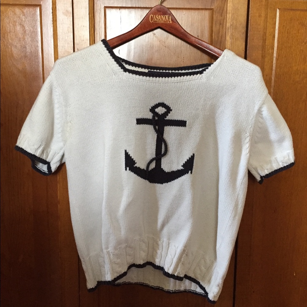 Short-sleeved anchor sweater